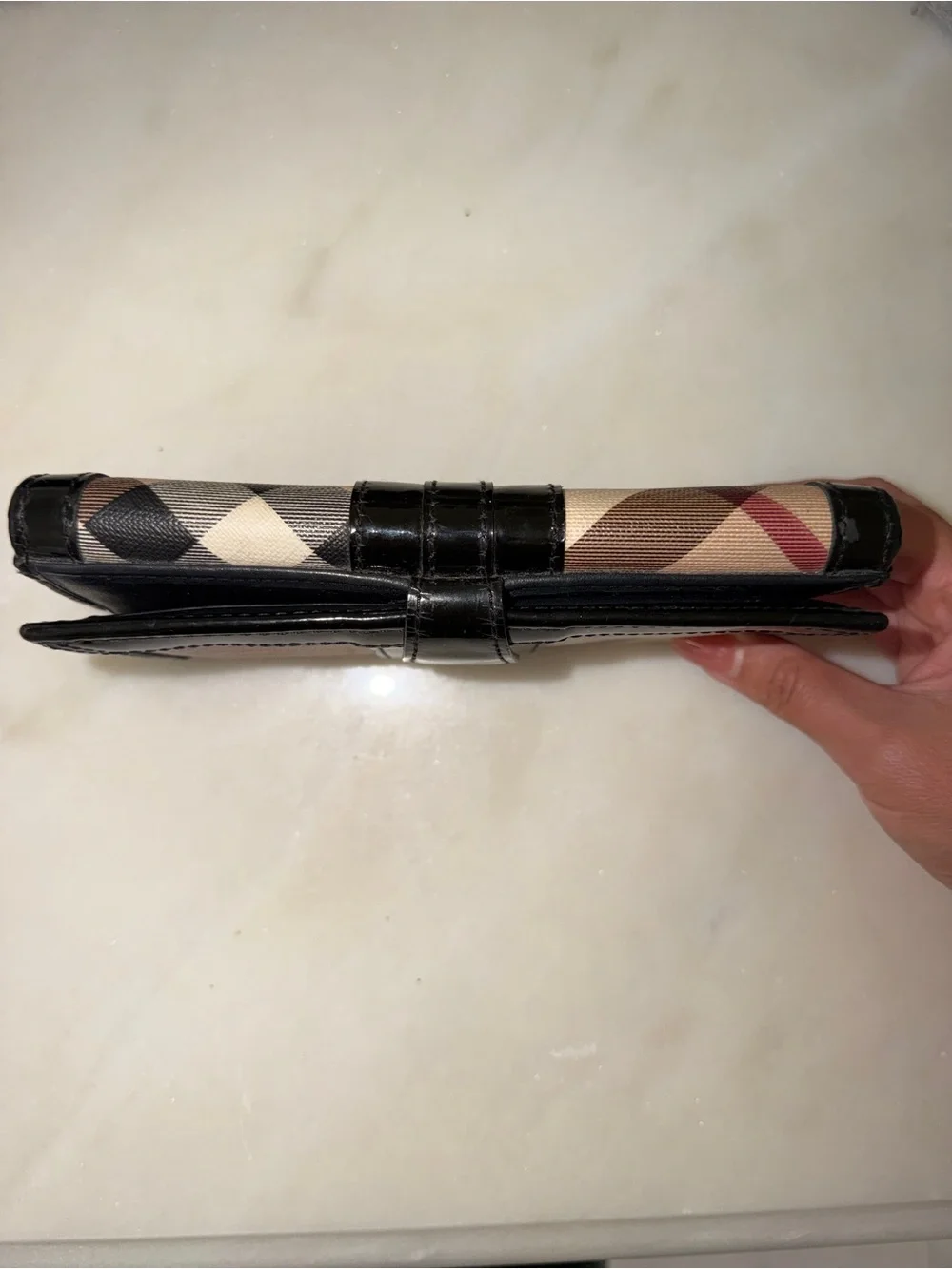 Burberry Classic Plaid Trifold Wallet with Black Trim